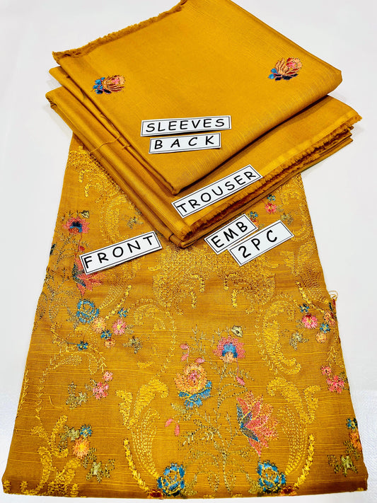 2-Piece Unstitched & Embroidered Khaddar Dress Design 02