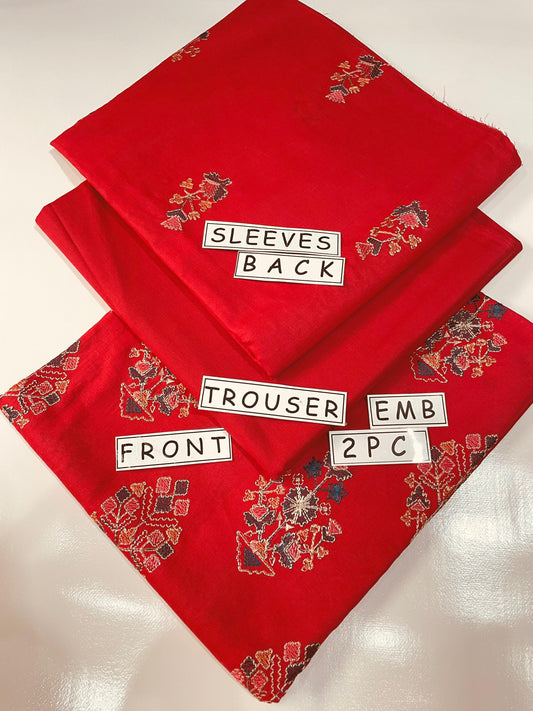 2PC Unstitched Cambric Cotton Suit Design 07