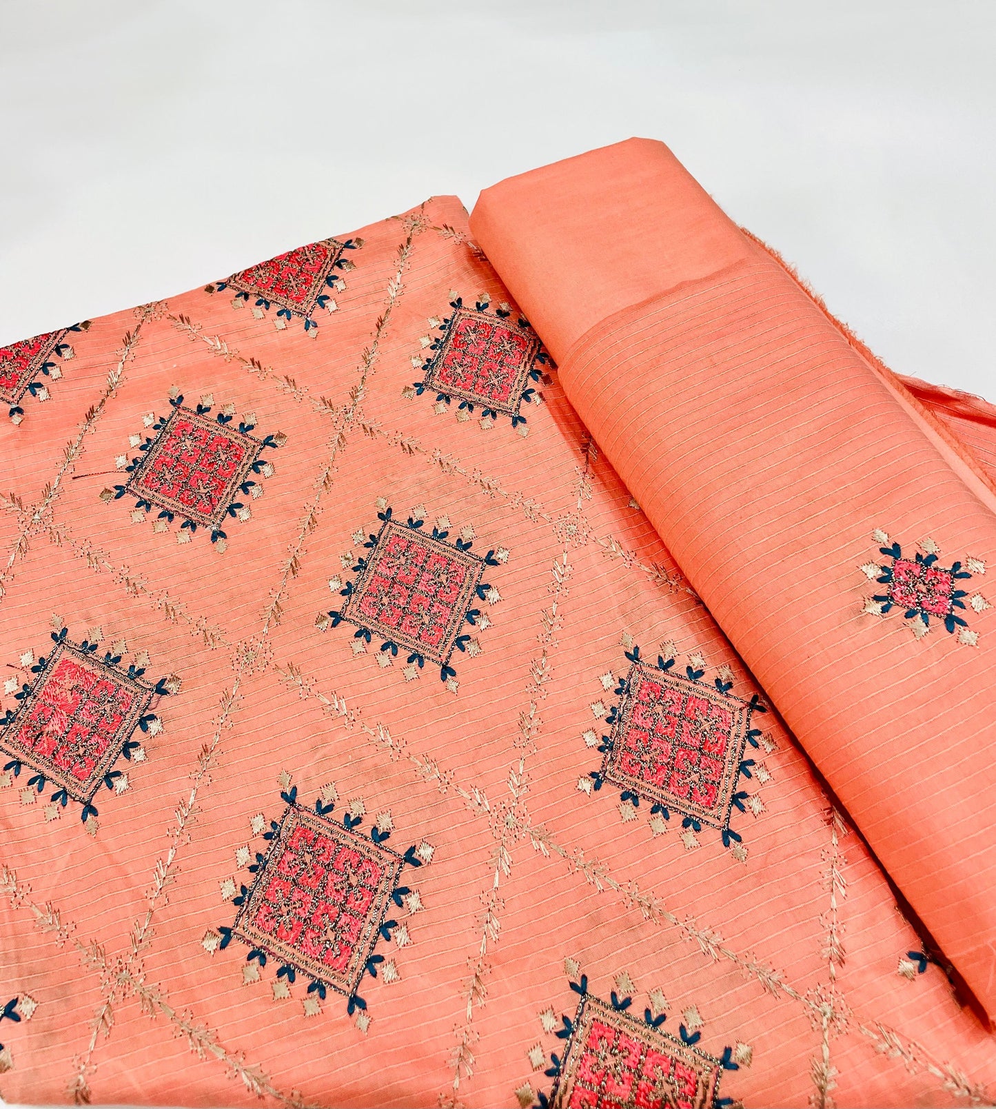 3PC Unstitched Cambric Cotton Suit Design 03