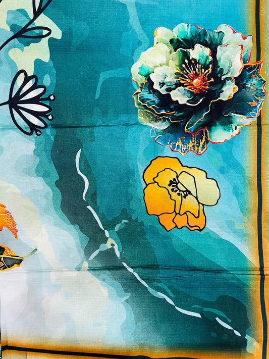 3PC Unstitched Printed Linen Bana Dora Design 06