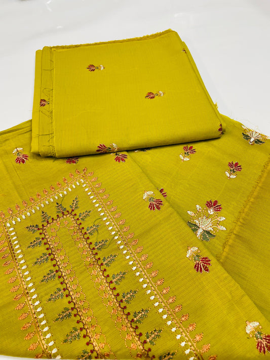 2PC Unstitched Cambric Cotton Suit Design 05