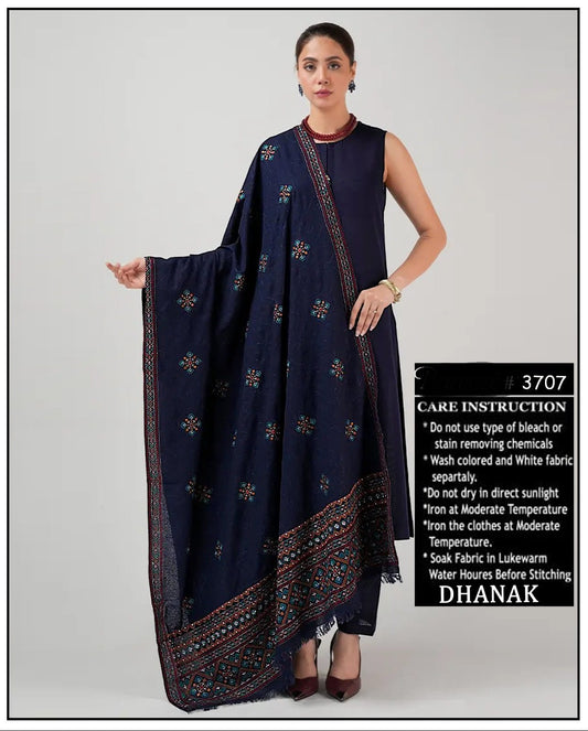 3-Piece Dhanak Suit with Shawl Design 02