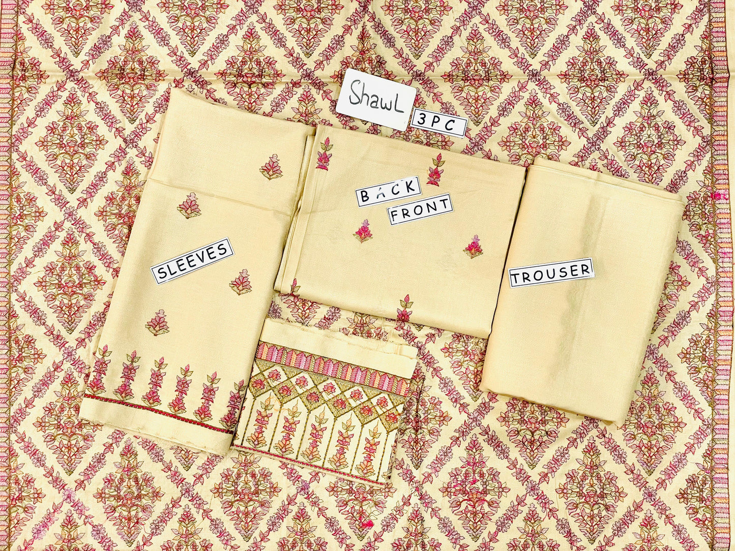 3-Piece Dhanak Suit with Shawl Design 04