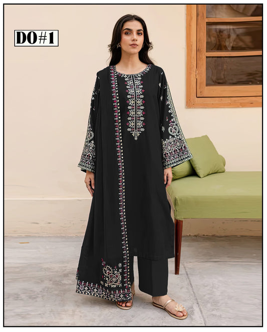 Khaddar 3 Piece Embroidery Dress Design 02