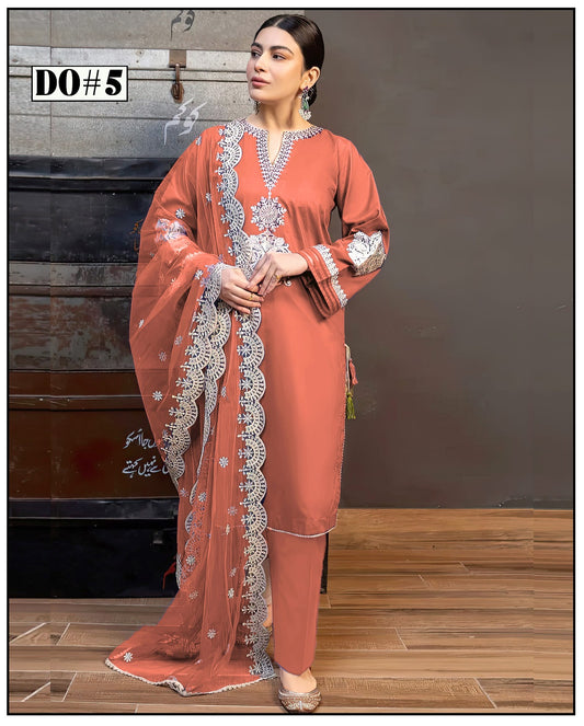 Khaddar 3 Piece Embroidery Dress Design 05