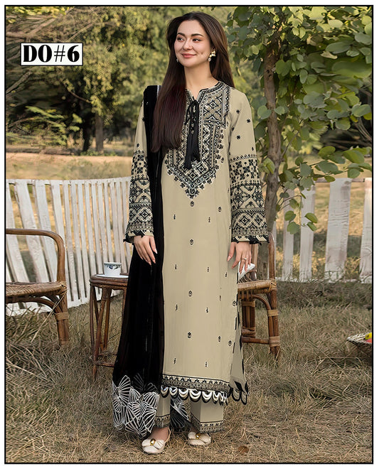 Khaddar 3 Piece Embroidery Dress Design 06