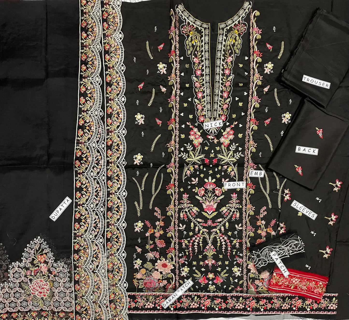 Unstitched 3PC Viscose Embroidered Suit Design 02
