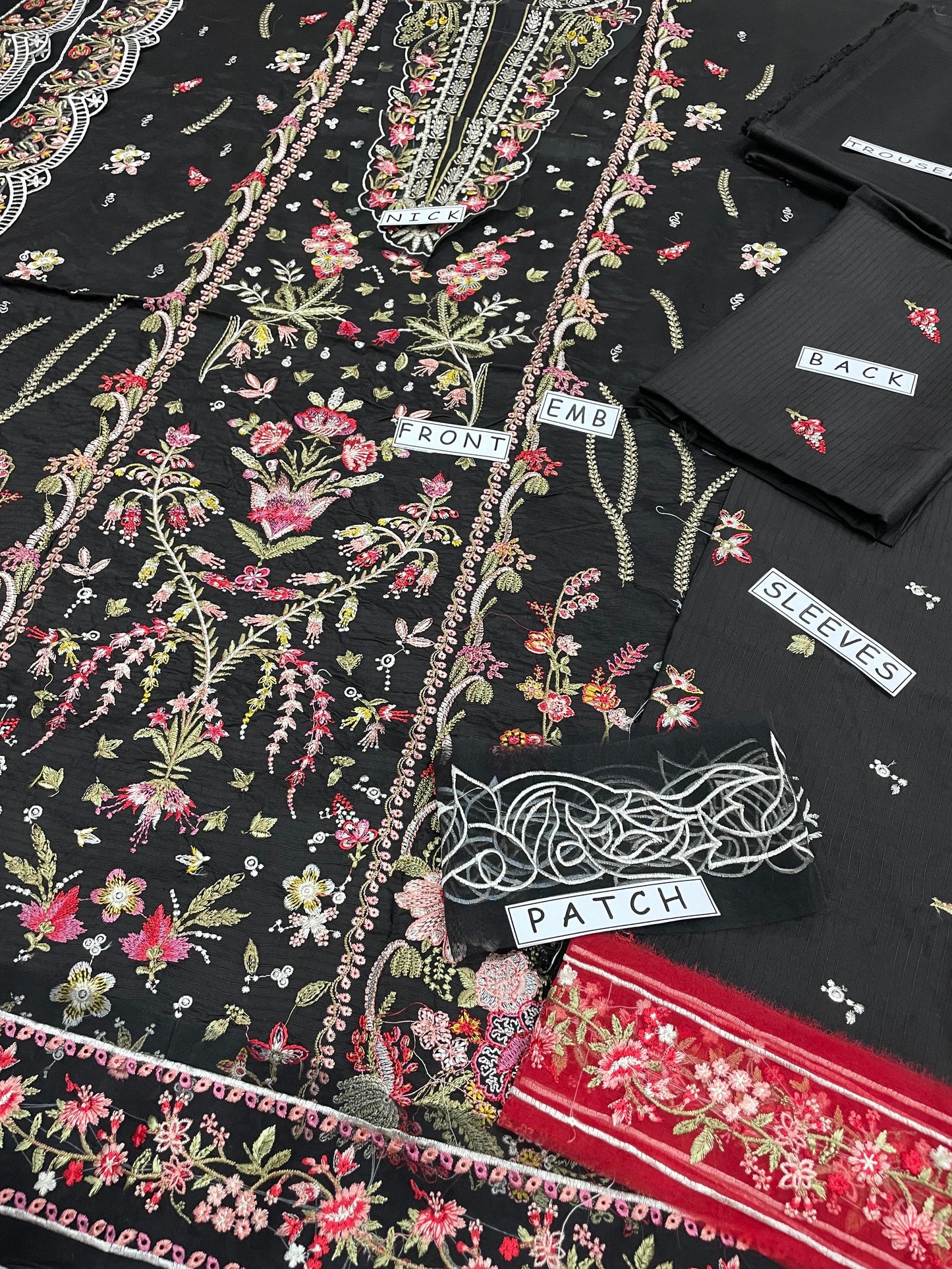 Unstitched 3PC Viscose Embroidered Suit Design 02