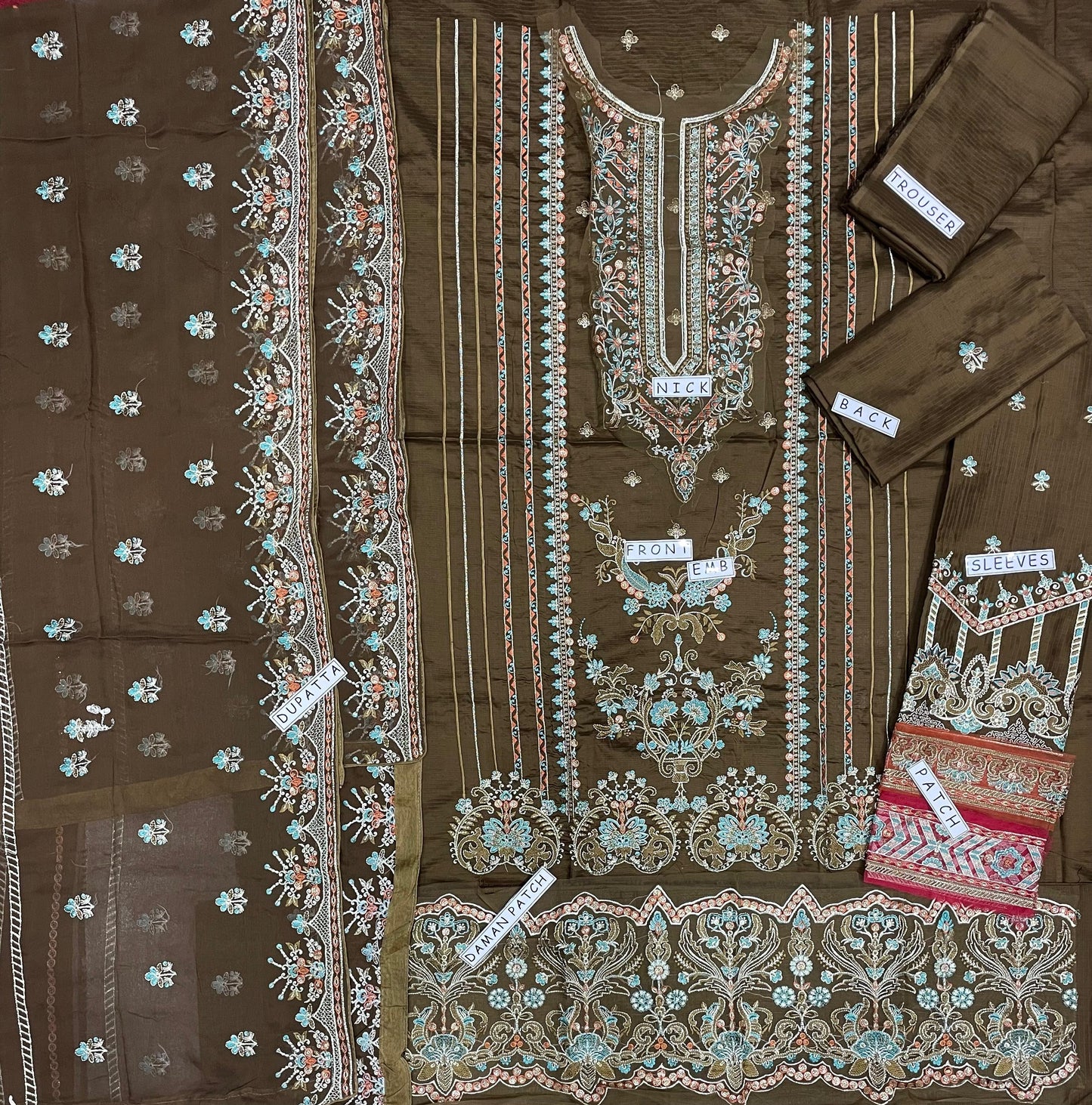 Unstitched 3PC Viscose Embroidered Suit Design 05