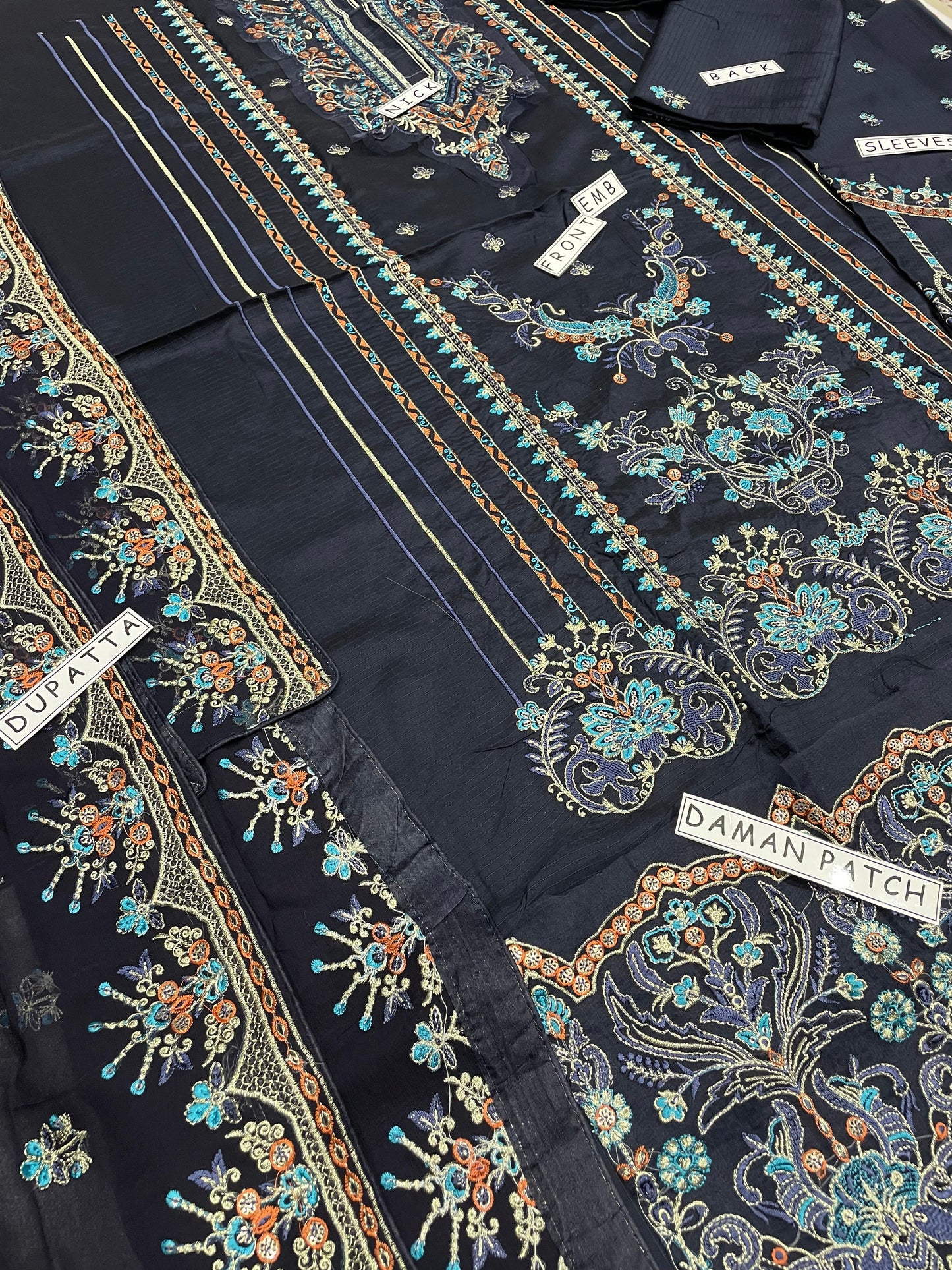 Unstitched 3PC Viscose Embroidered Suit Design 05