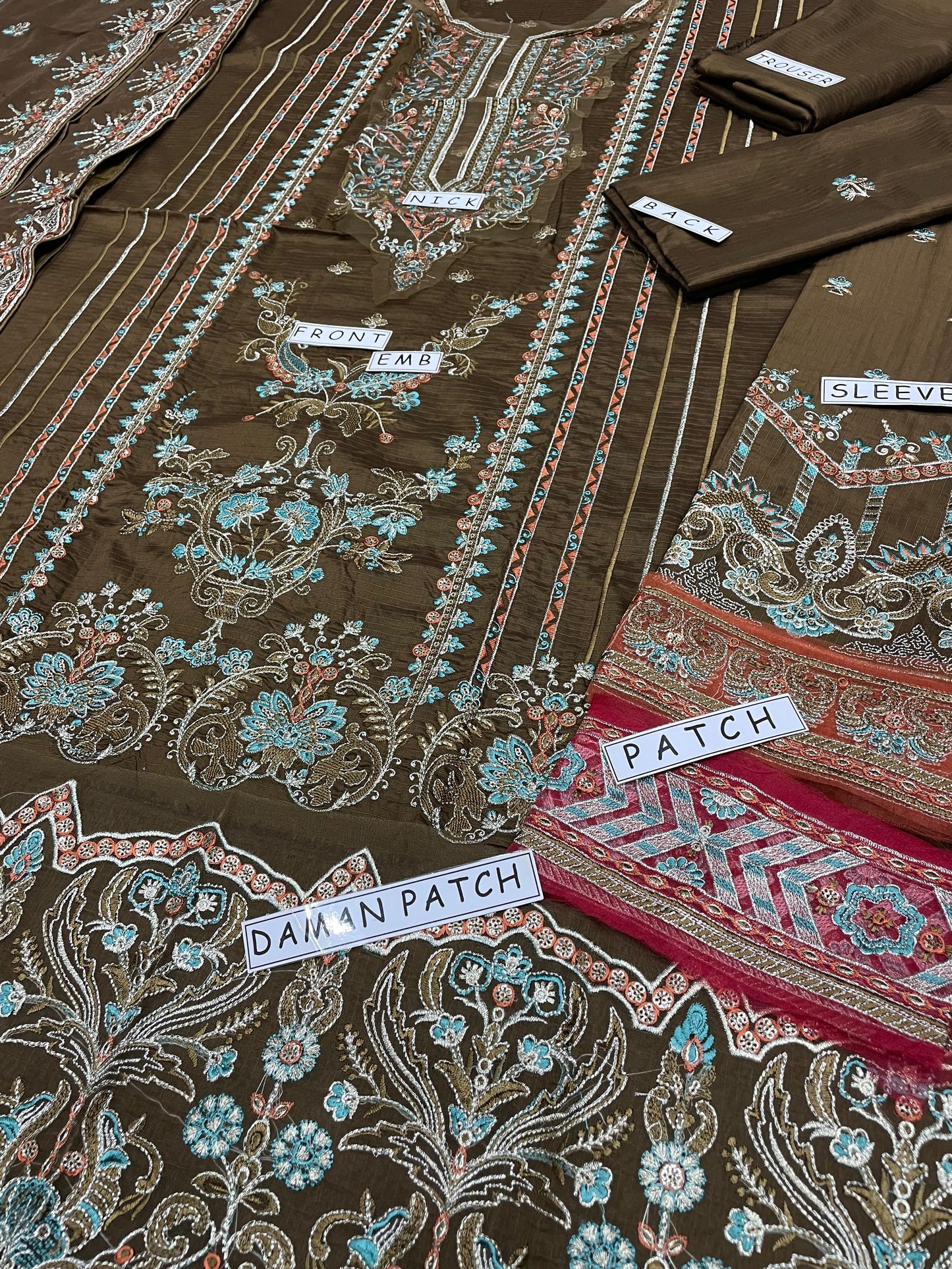 Unstitched 3PC Viscose Embroidered Suit Design 05