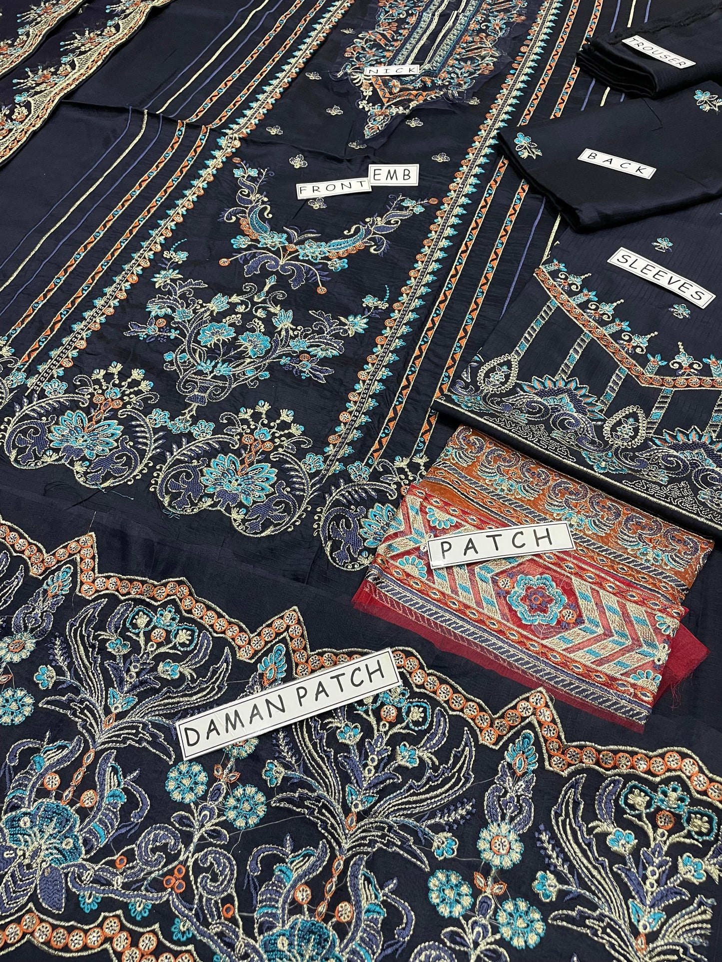 Unstitched 3PC Viscose Embroidered Suit Design 05