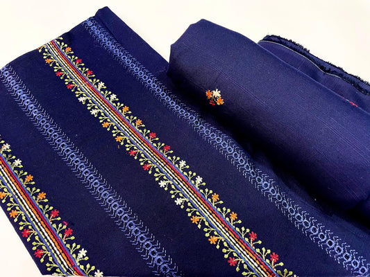 2-Piece Unstitched & Embroidered Khaddar Dress Design 06