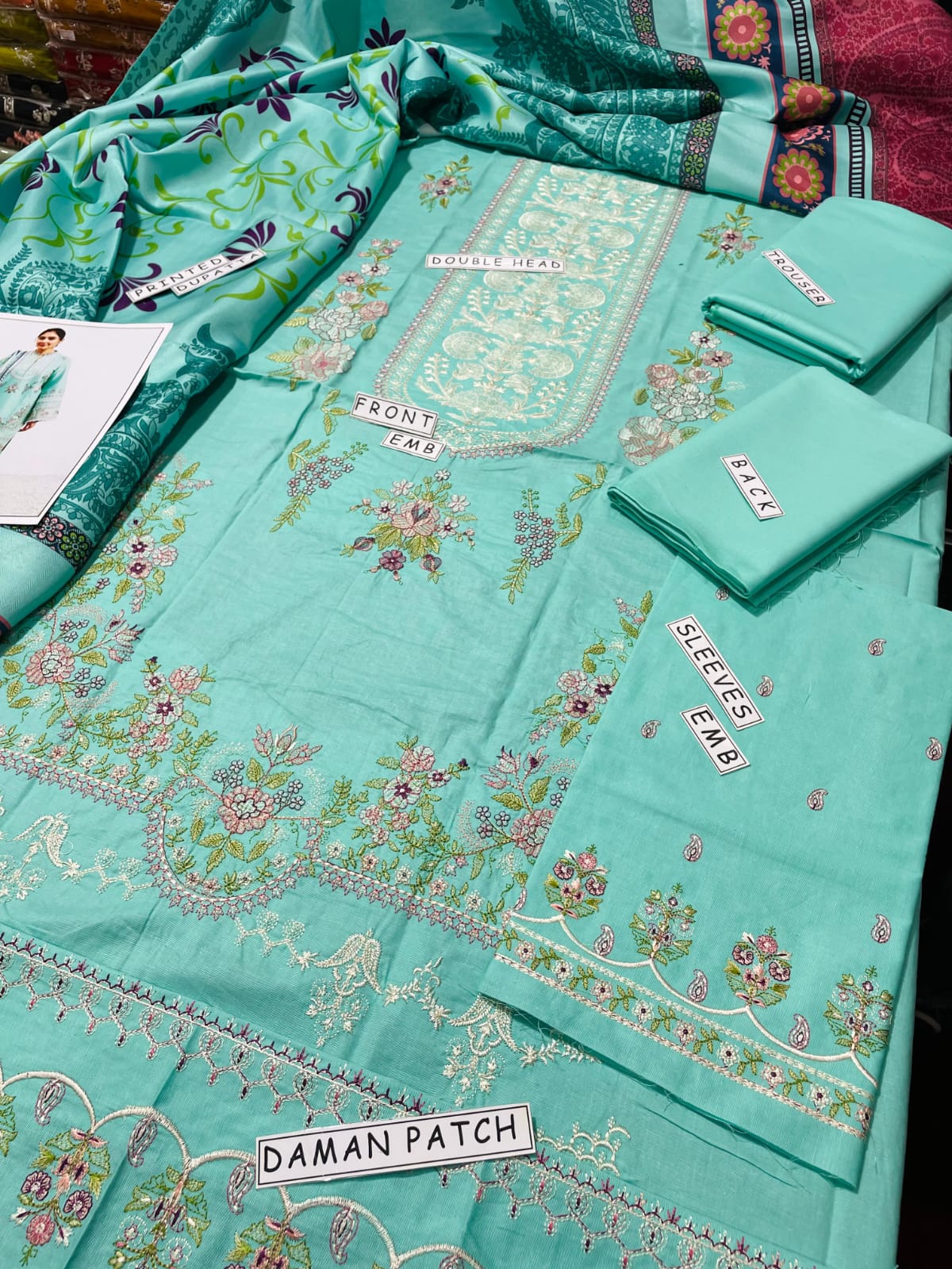 3PC KHADAR EMBROIDERY DRESS WITH PRINTED SHWAL DESIGN 03