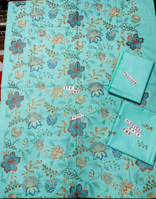 2-Piece Unstitched & Embroidered Khaddar Dress Design 10