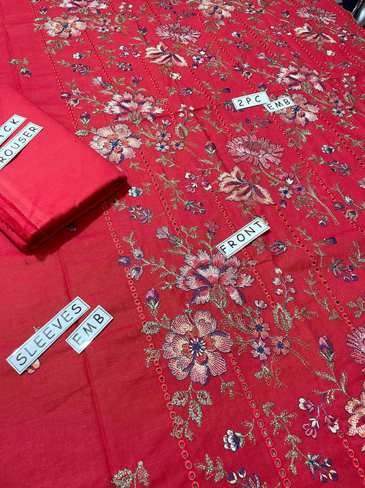 2-Piece Unstitched & Embroidered Khaddar Dress Design 09