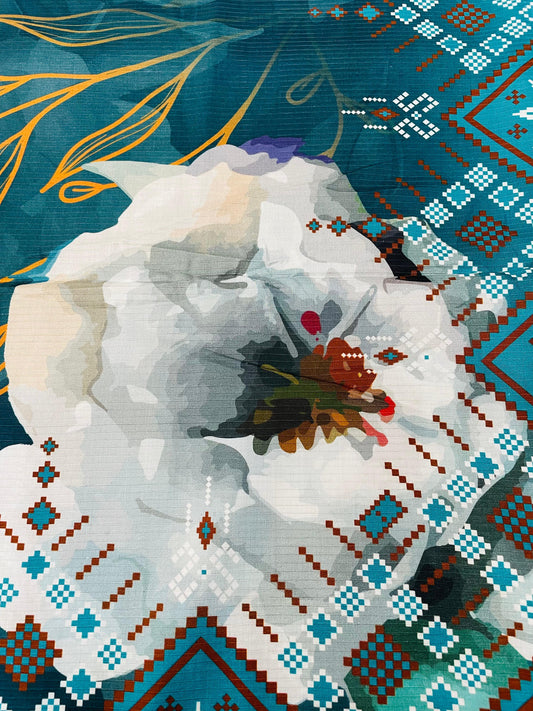 3PC Unstitched Printed Linen Bana Dora Design 13