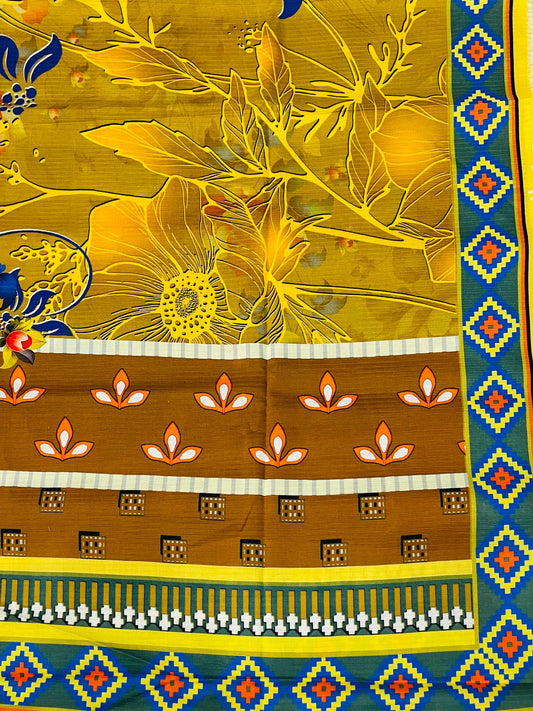 3PC Unstitched Printed Linen Bana Dora Design 15