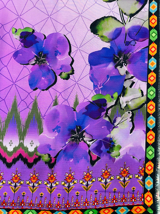 3pc Unstitched Printed Linen Bana Dora Design 11