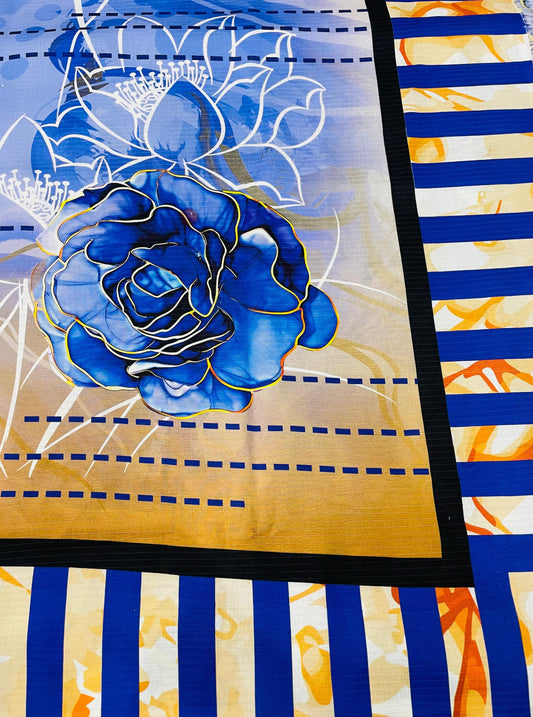 3PC Unstitched Printed Linen Bana Dora Design 18