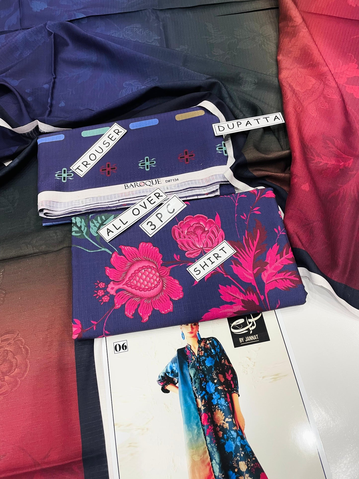 3PC Unstitched Printed Linen Bana Dora Dress Baroque Design-04