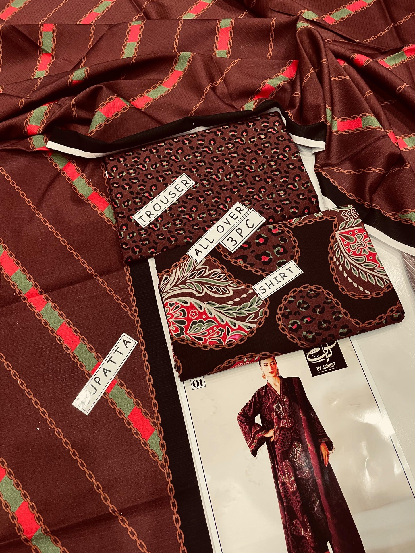 3PC Unstitched Printed Linen Bana Dora Dress Baroque Design-07