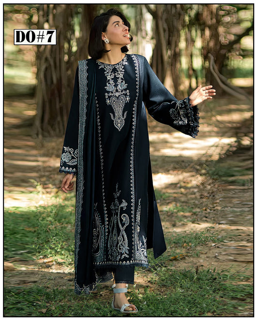 Khaddar 3 Piece Embroidery Dress Design 07