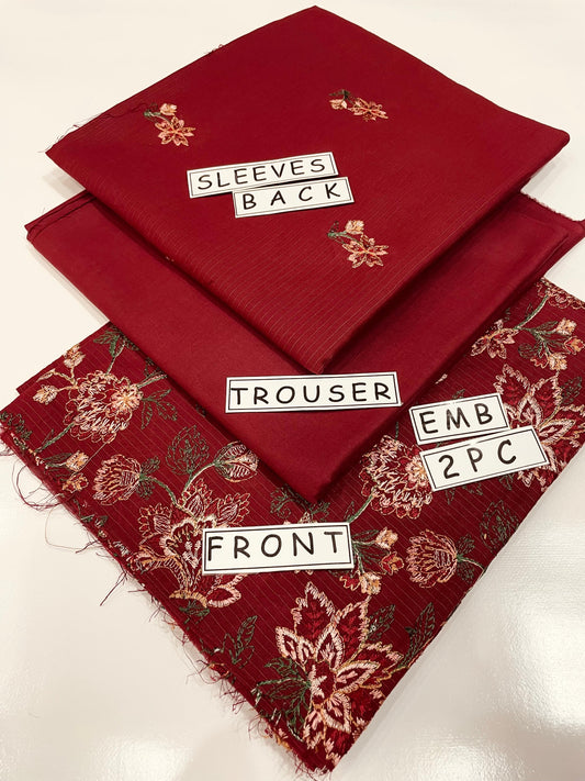 2PC Unstitched Cambric Cotton Suit Design 02