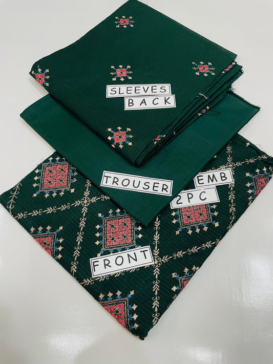 3PC Unstitched Cambric Cotton Suit Design 03