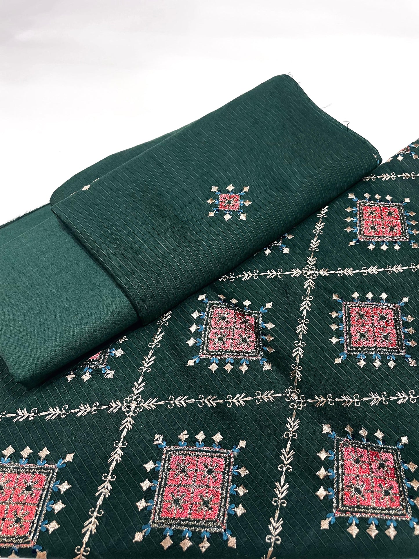 3PC Unstitched Cambric Cotton Suit Design 03