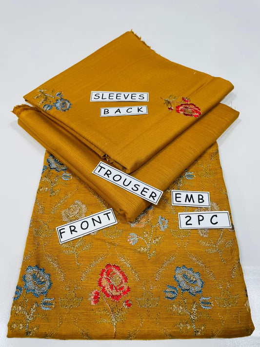 2-Piece Unstitched & Embroidered Khaddar Dress Design 01