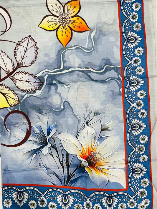 3PC Unstitched Printed Linen Bana Dora Design 10