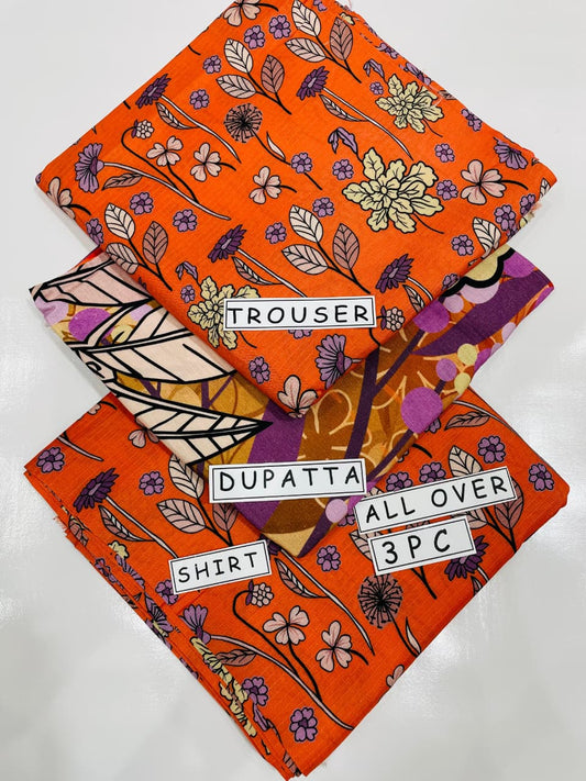 3PC Unstitched Printed Linen Bana Dora Design 08