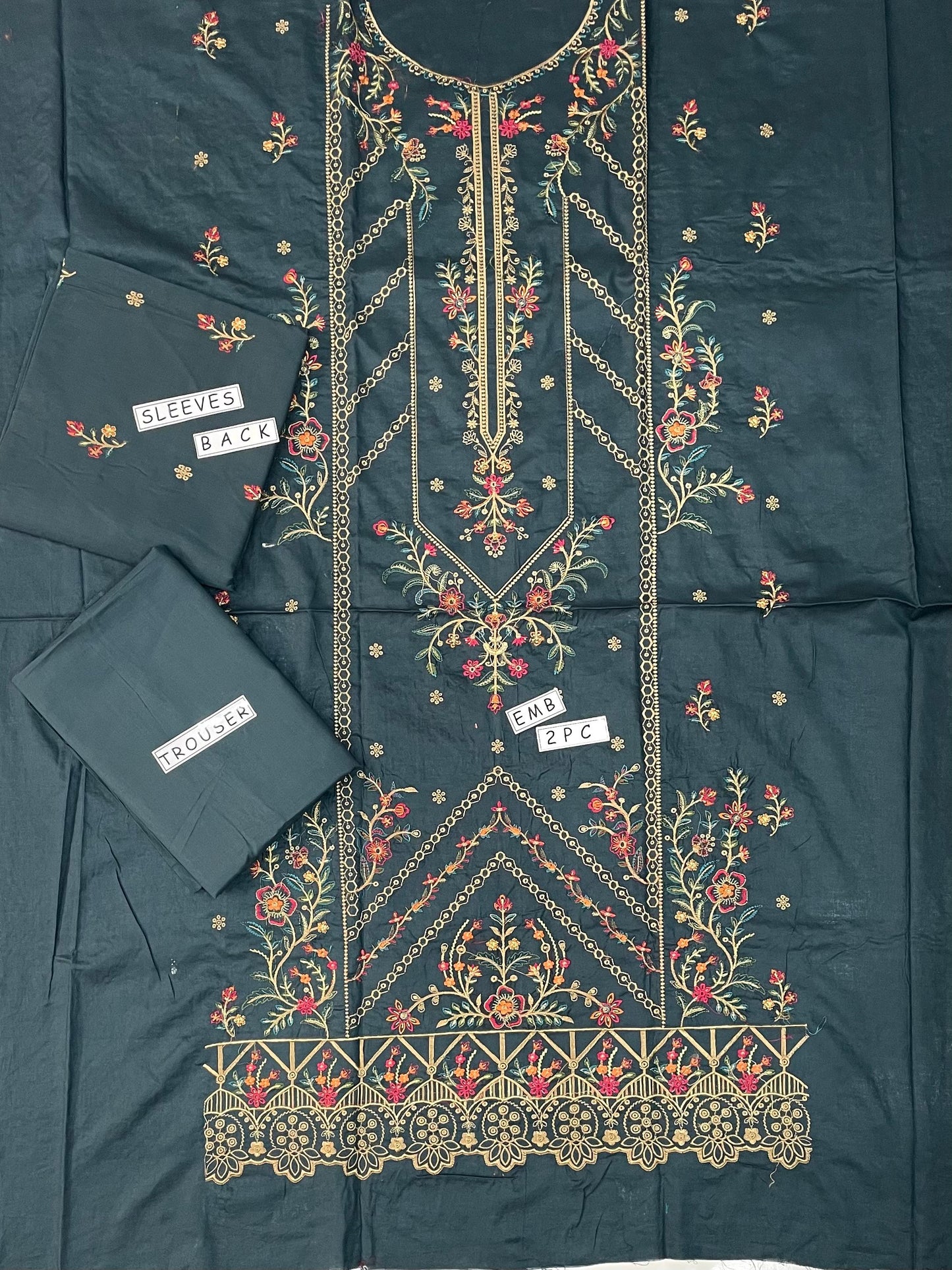 2PC Unstitched Cambric Cotton Suit Design 09