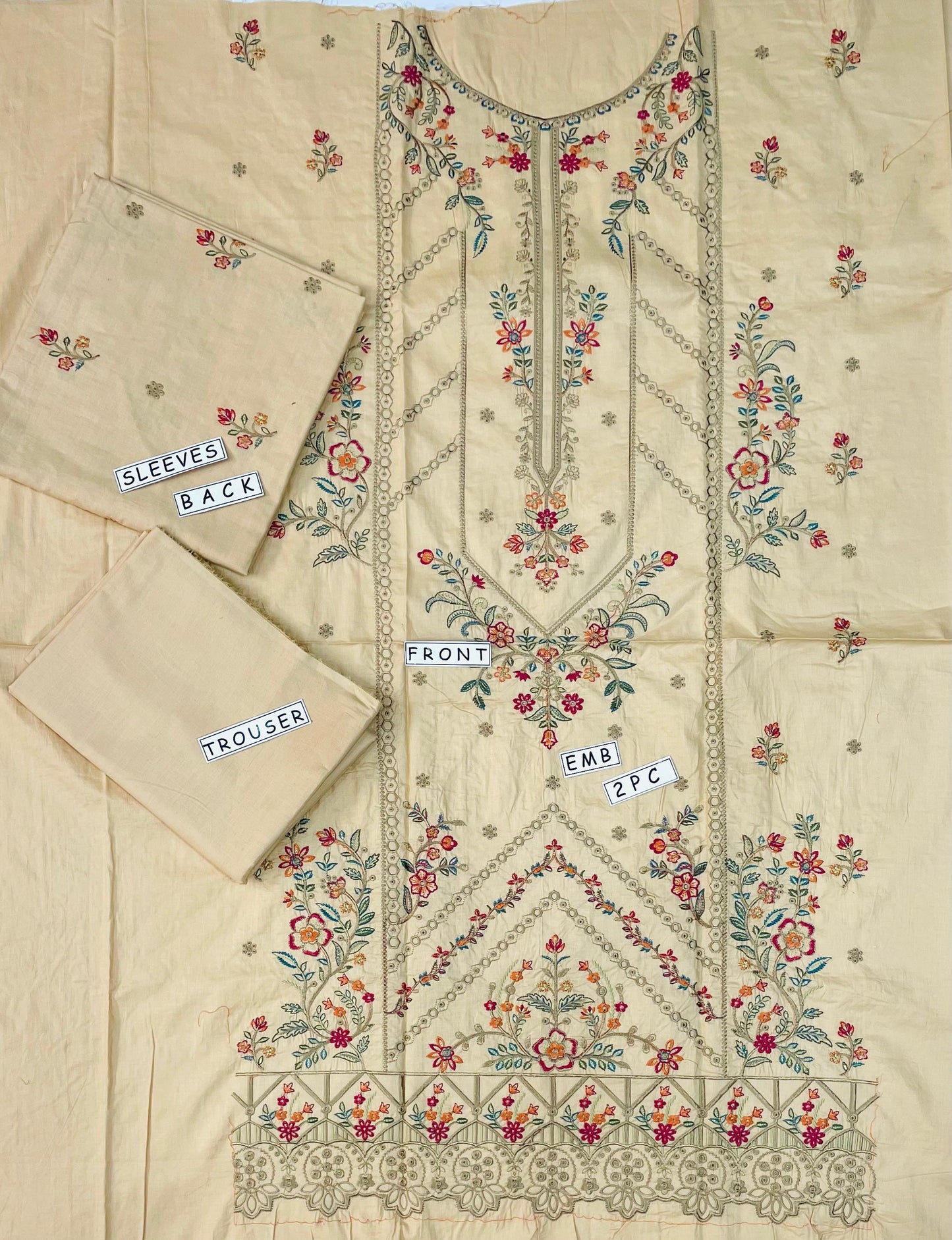 2PC Unstitched Cambric Cotton Suit Design 09