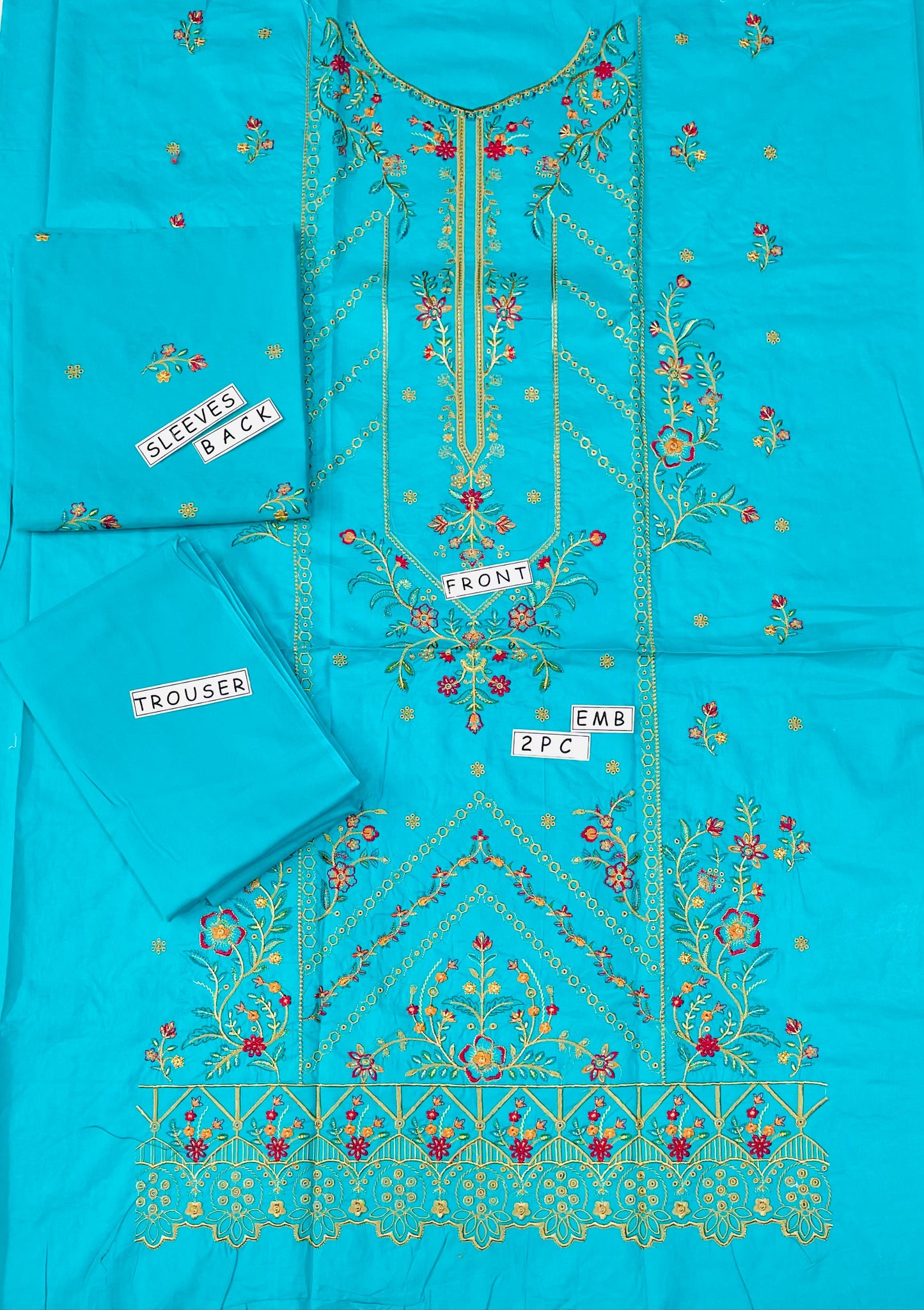 2PC Unstitched Cambric Cotton Suit Design 09