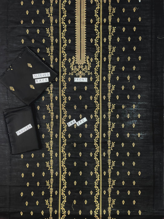2-Piece Unstitched & Embroidered Khaddar Dress Design 04