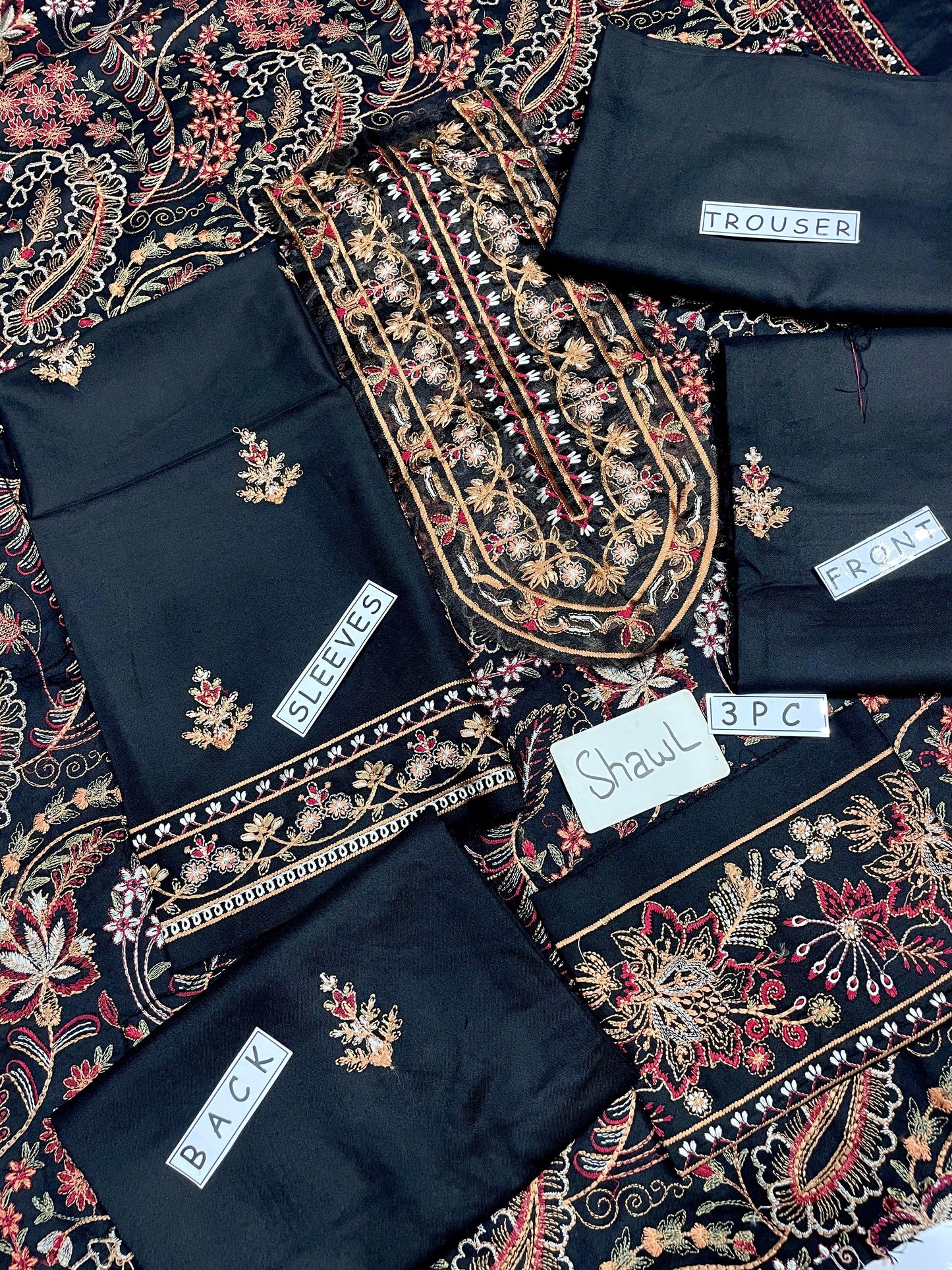 3-Piece Dhanak Suit with Shawl Design 01