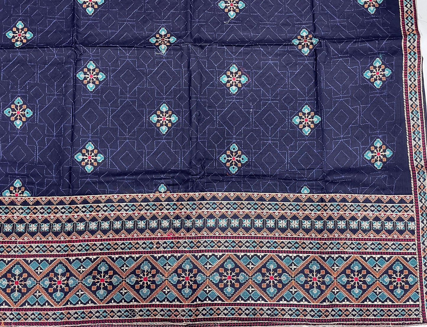 3-Piece Dhanak Suit with Shawl Design 02