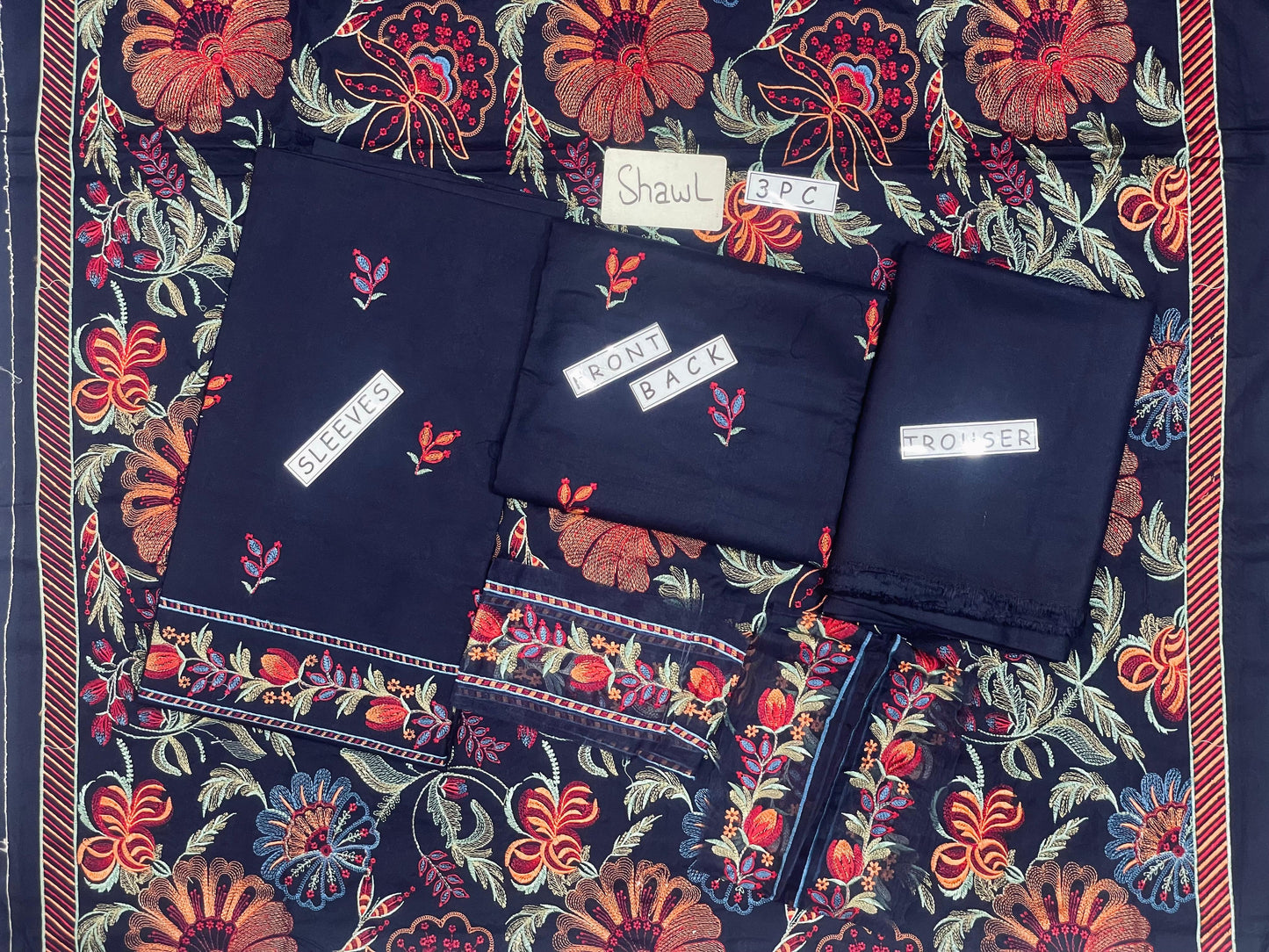 3-Piece Dhanak Suit with Shawl Design 03