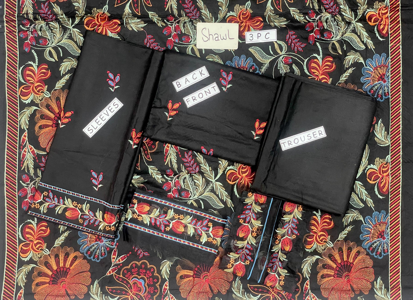 3-Piece Dhanak Suit with Shawl Design 03