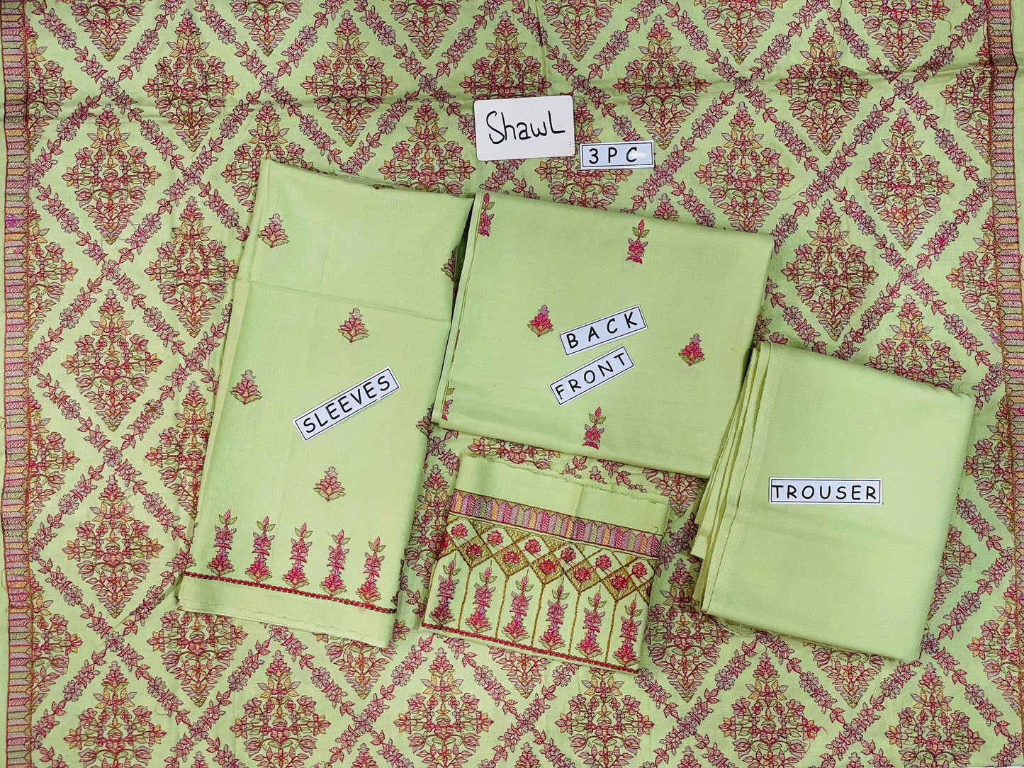 3-Piece Dhanak Suit with Shawl Design 04