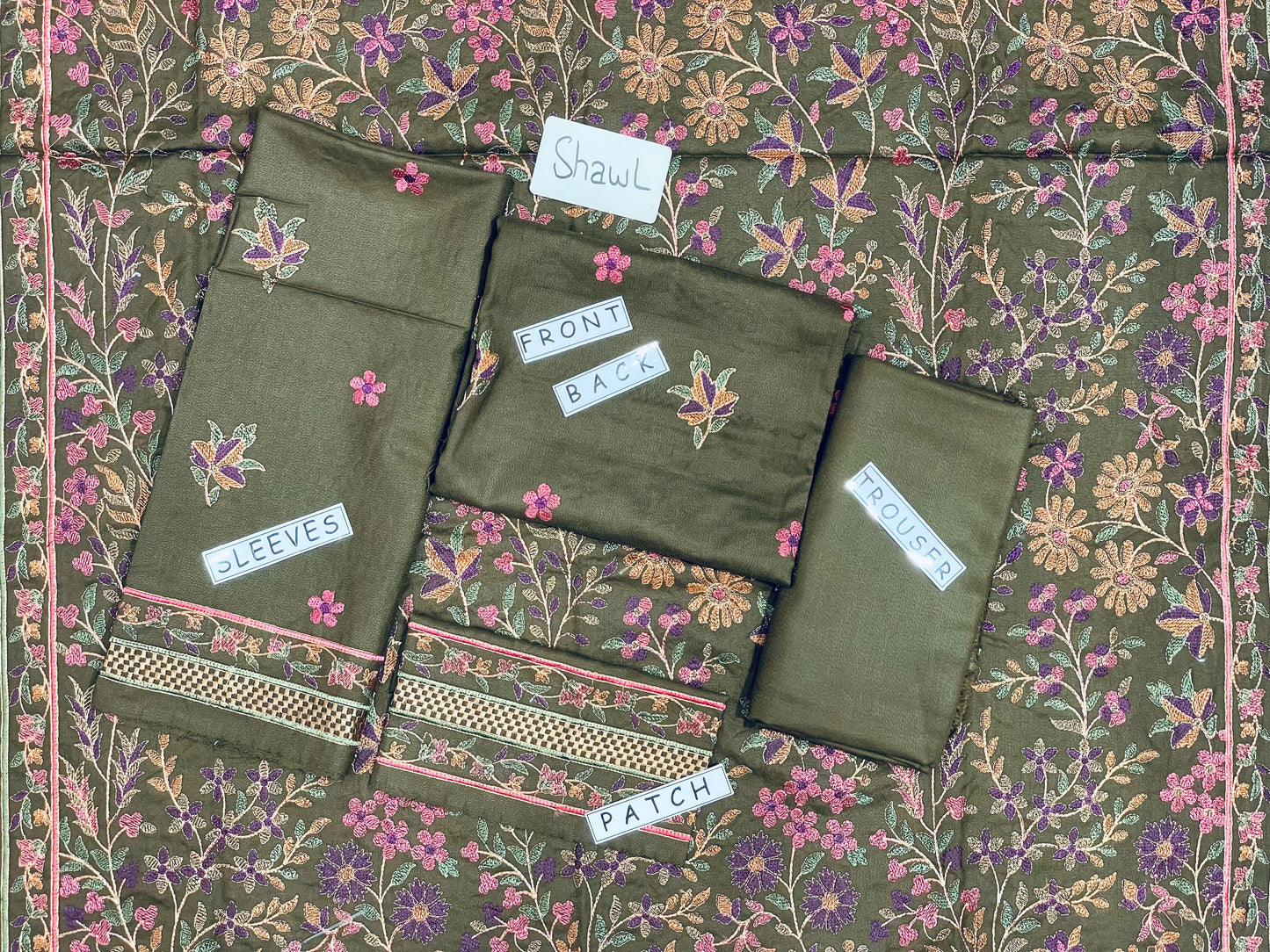 3-Piece Dhanak Suit with Shawl Design 05