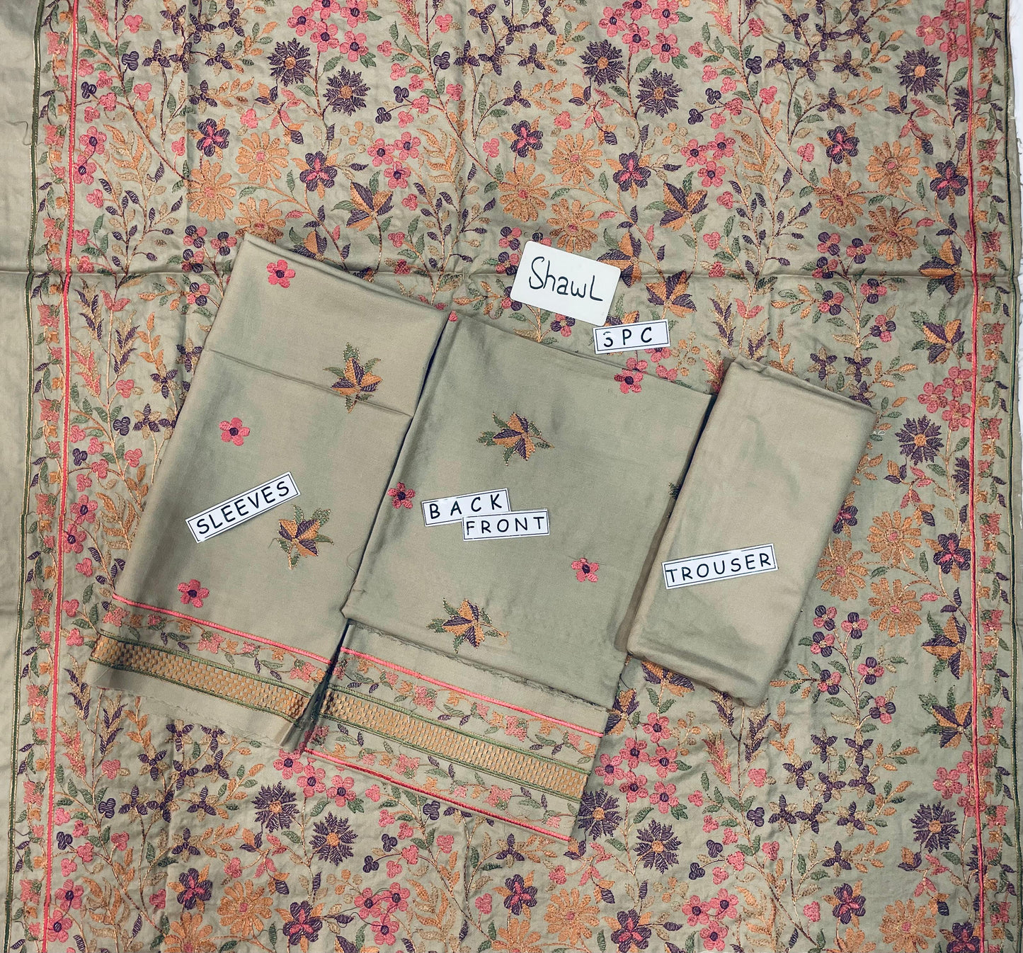 3-Piece Dhanak Suit with Shawl Design 05