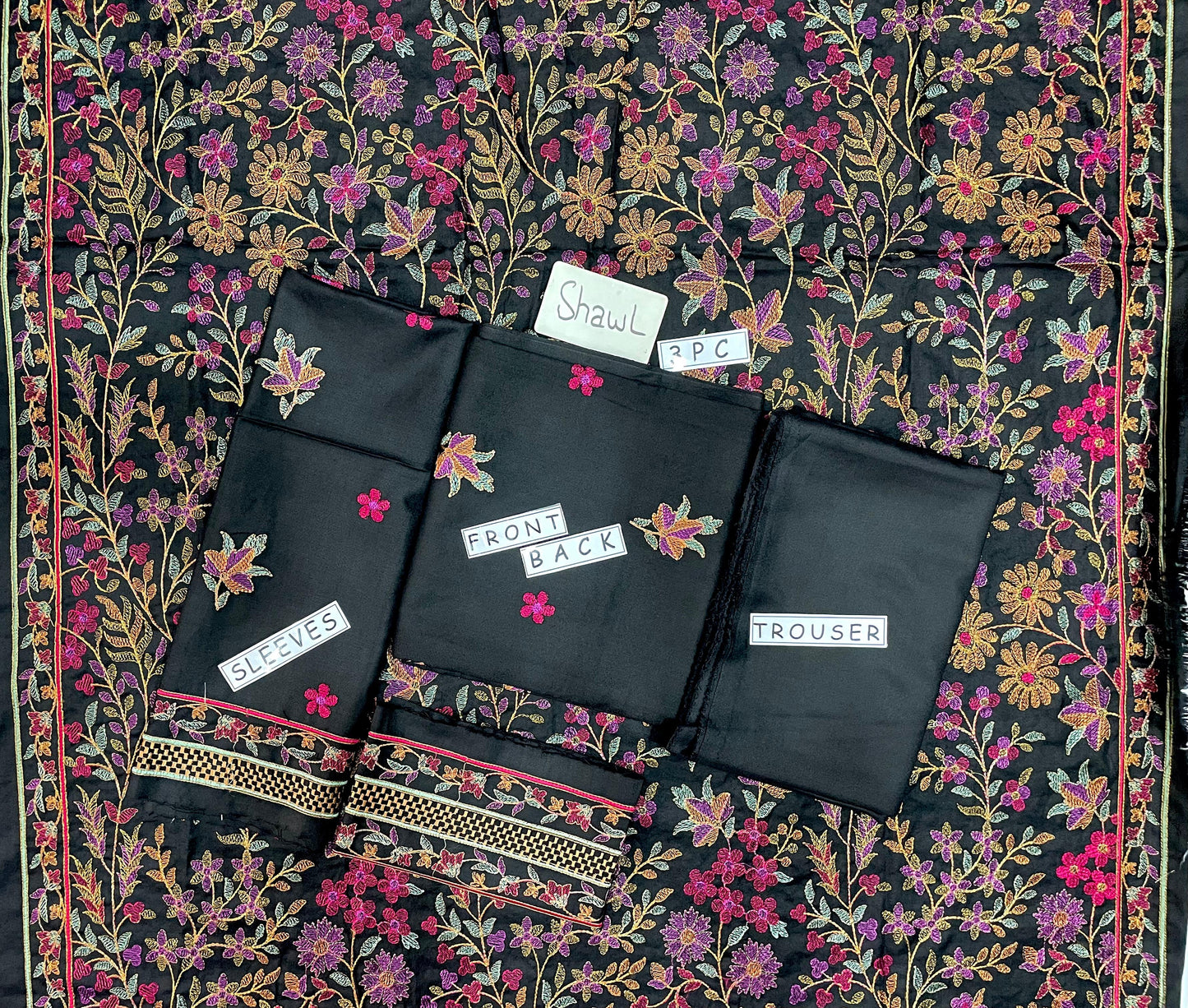 3-Piece Dhanak Suit with Shawl Design 05