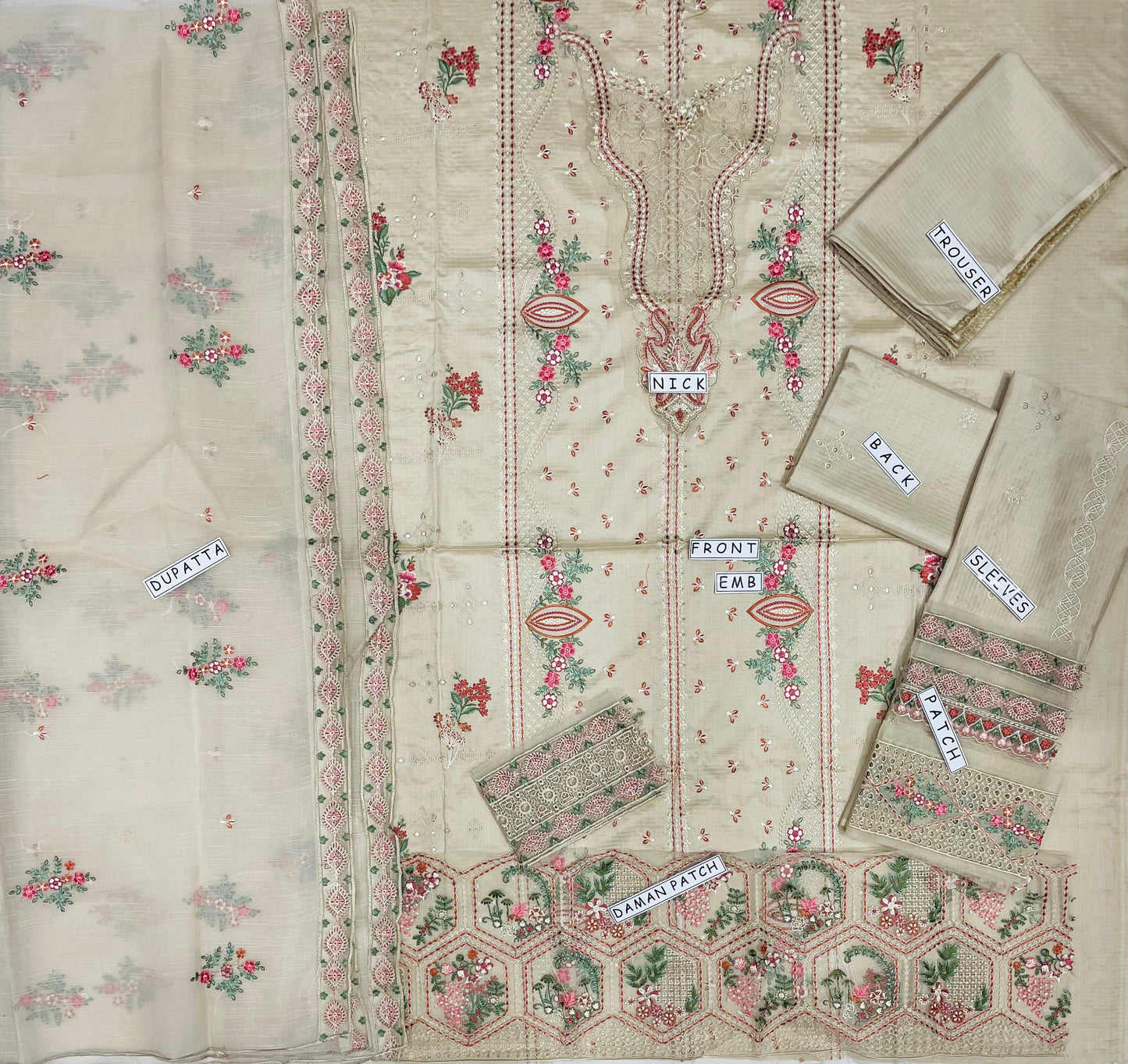 Unstitched 3PC Viscose Embroidered Suit Design 06