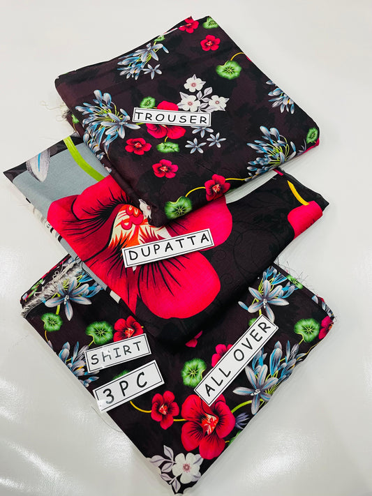 3PC Unstitched Printed Linen Bana Dora Design 14