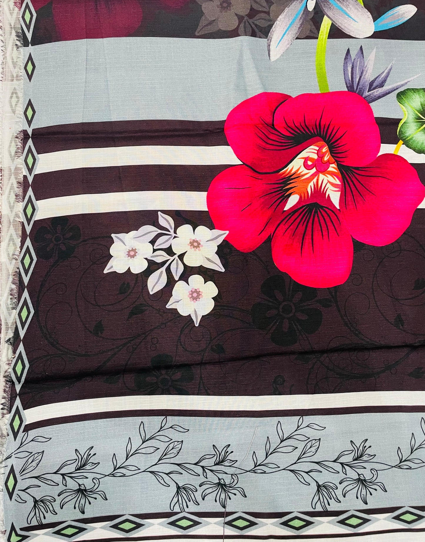 3PC Unstitched Printed Linen Bana Dora Design 14