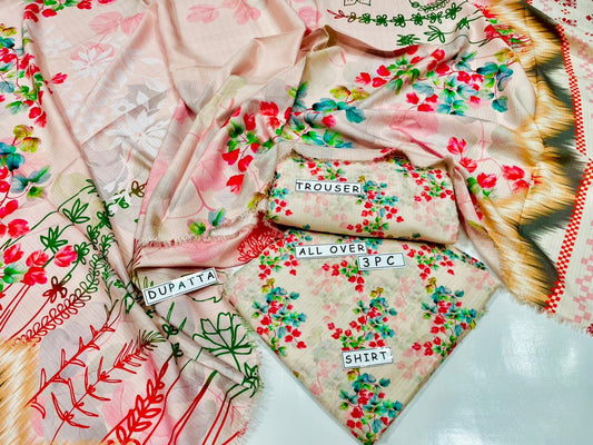 3PC Unstitched Printed Linen Bana Dora Design 21