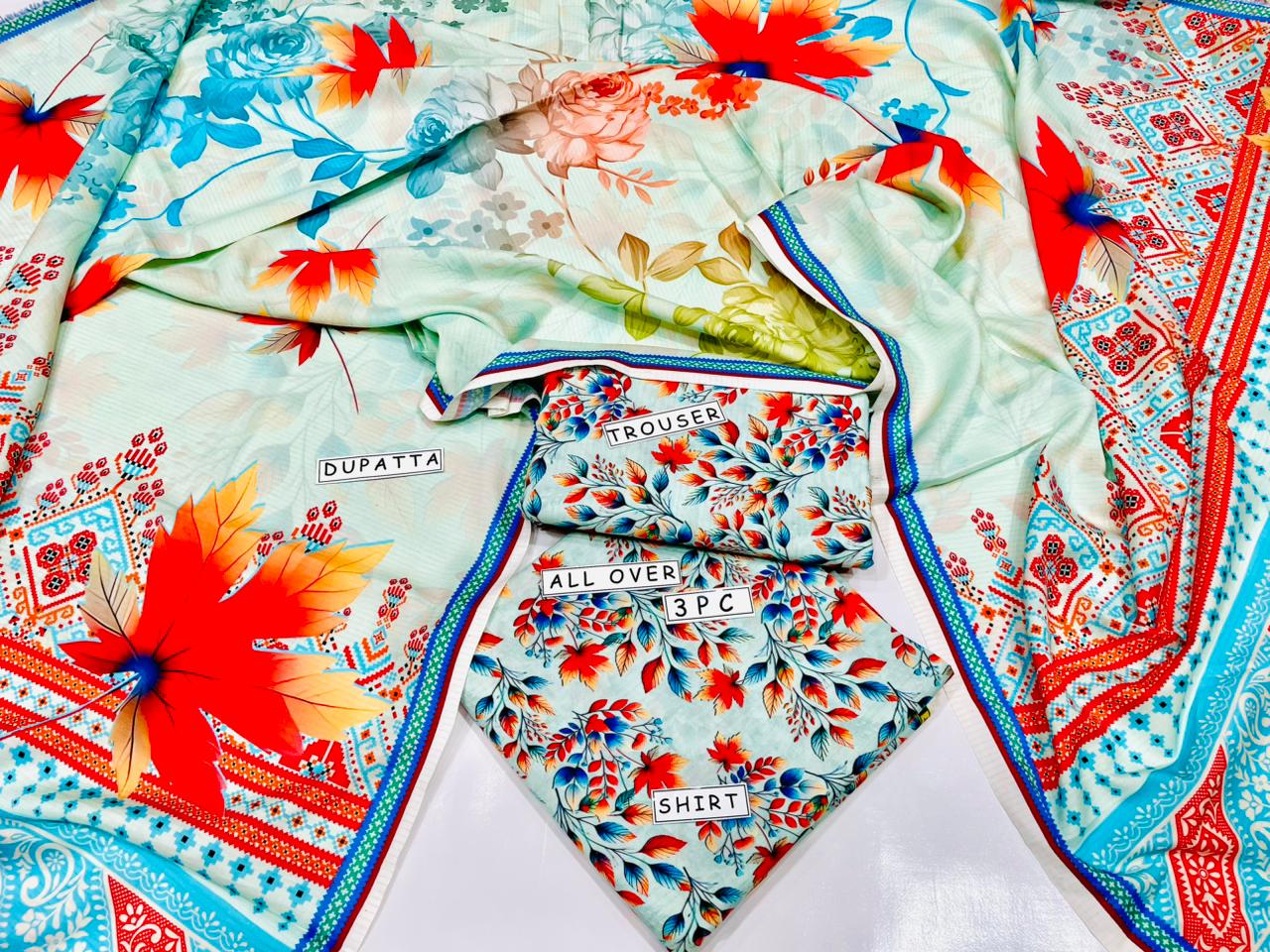 3PC Unstitched Printed Linen Bana Dora Design 24